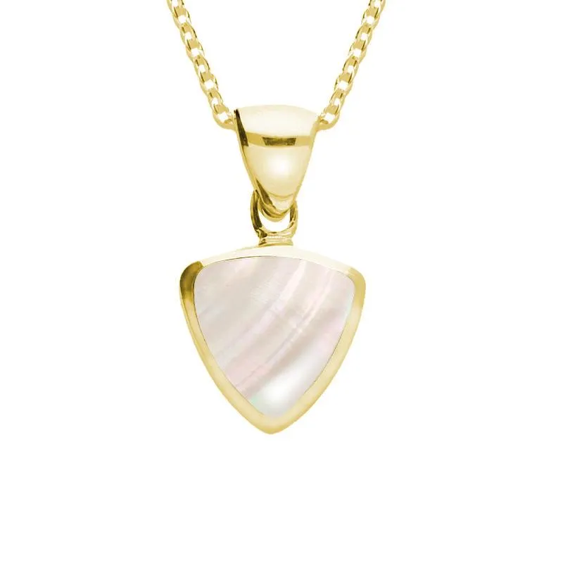 9ct Yellow Gold Mother of Pearl Small Curved Triangle Necklace