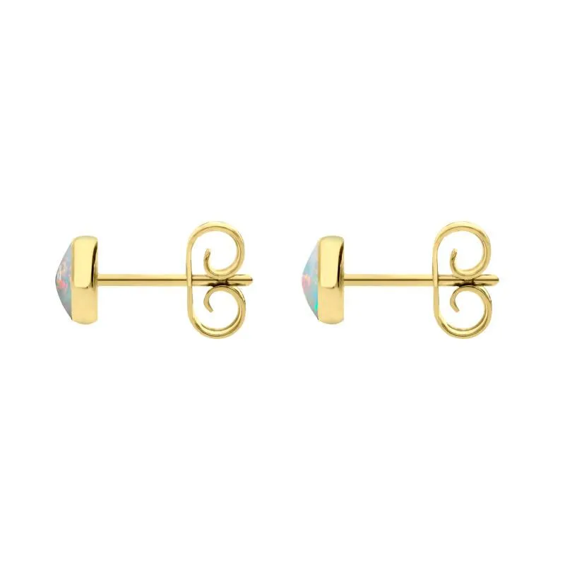 9ct Yellow Gold Opal 5mm Classic Small Round Stud Earrings