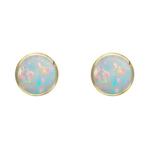 9ct Yellow Gold Opal 5mm Classic Small Round Stud Earrings
