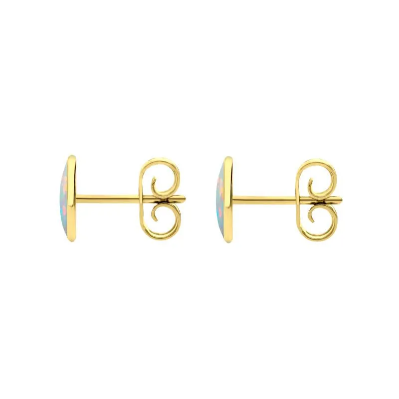 9ct Yellow Gold Opal 7 x 5mm Classic Small Oval Stud Earrings