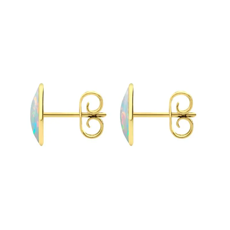 9ct Yellow Gold Opal 8 x 10mm Classic Large Oval Stud Earrings