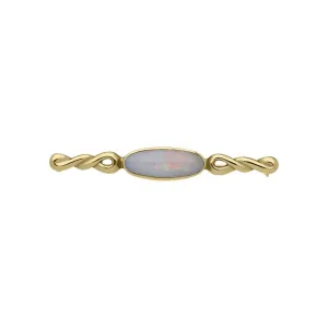 9ct Yellow Gold Opal Carved Twist Brooch