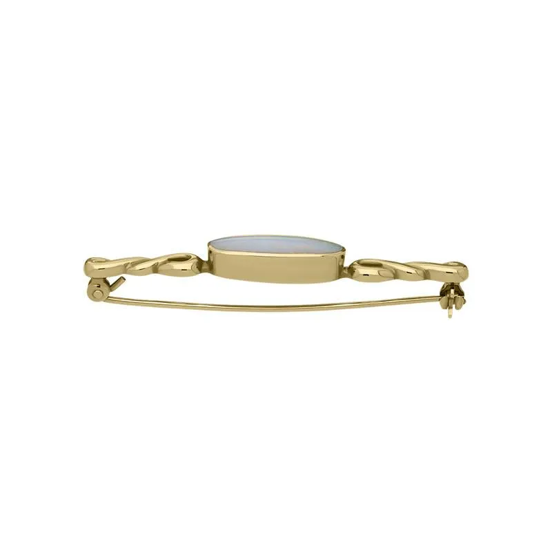 9ct Yellow Gold Opal Carved Twist Brooch