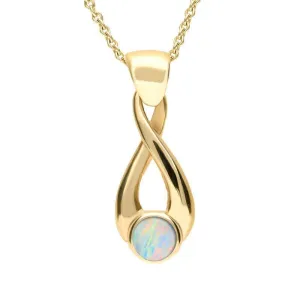 9ct Yellow Gold Opal Eternity Loop Necklace