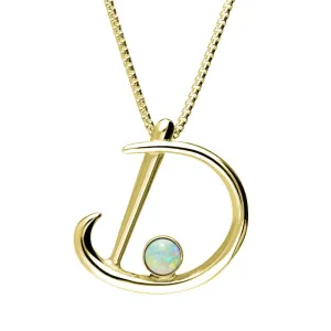 9ct Yellow Gold Opal Love Letters Initial D Necklace