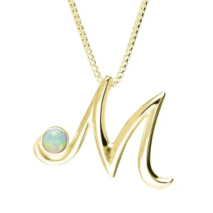 9ct Yellow Gold Opal Love Letters Initial M Necklace