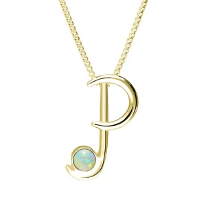 9ct Yellow Gold Opal Love Letters Initial P Necklace