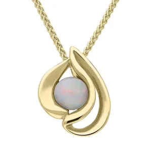 9ct Yellow Gold Opal Open Sided Tear Drop Necklace