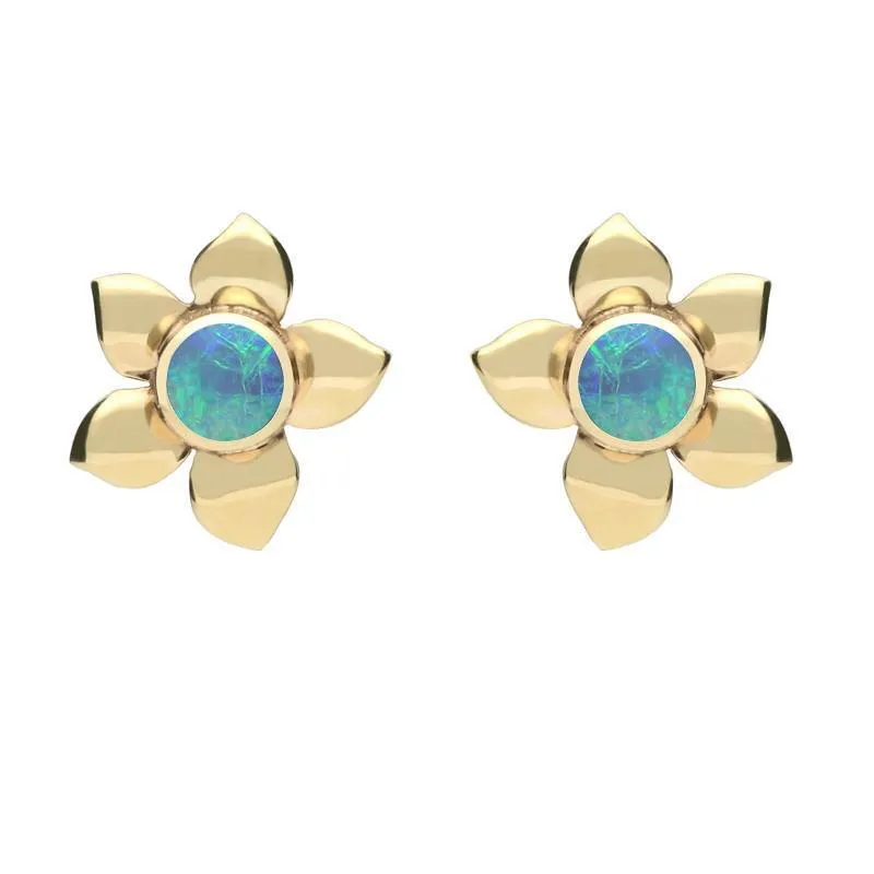 9ct Yellow Gold Opal Petal Stud Earrings