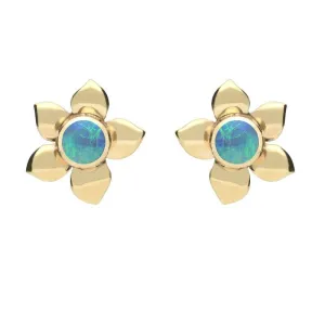 9ct Yellow Gold Opal Petal Stud Earrings
