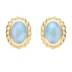9ct Yellow Gold Opal Rope Edge Earrings