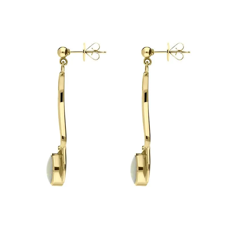 9ct Yellow Gold Opal Round Scroll Drop Earrings