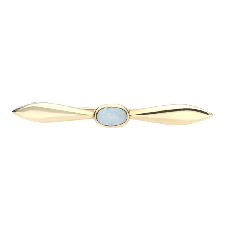 9ct Yellow Gold Opal Tapered Bar Brooch
