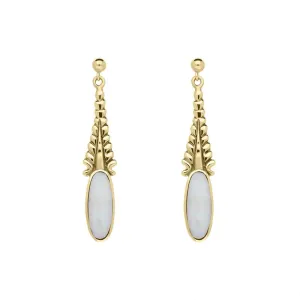 9ct Yellow Gold Opal Tapered Flute Drop Earrings