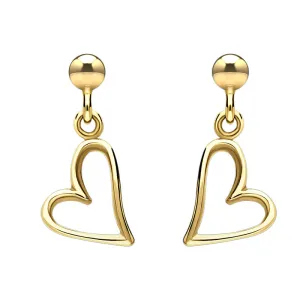 9ct Yellow Gold Open Heart Drop Earrings