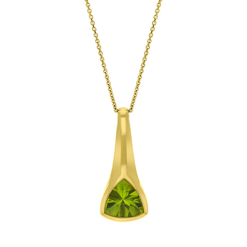 9ct yellow Gold Peridot Signum Triangle Necklace D