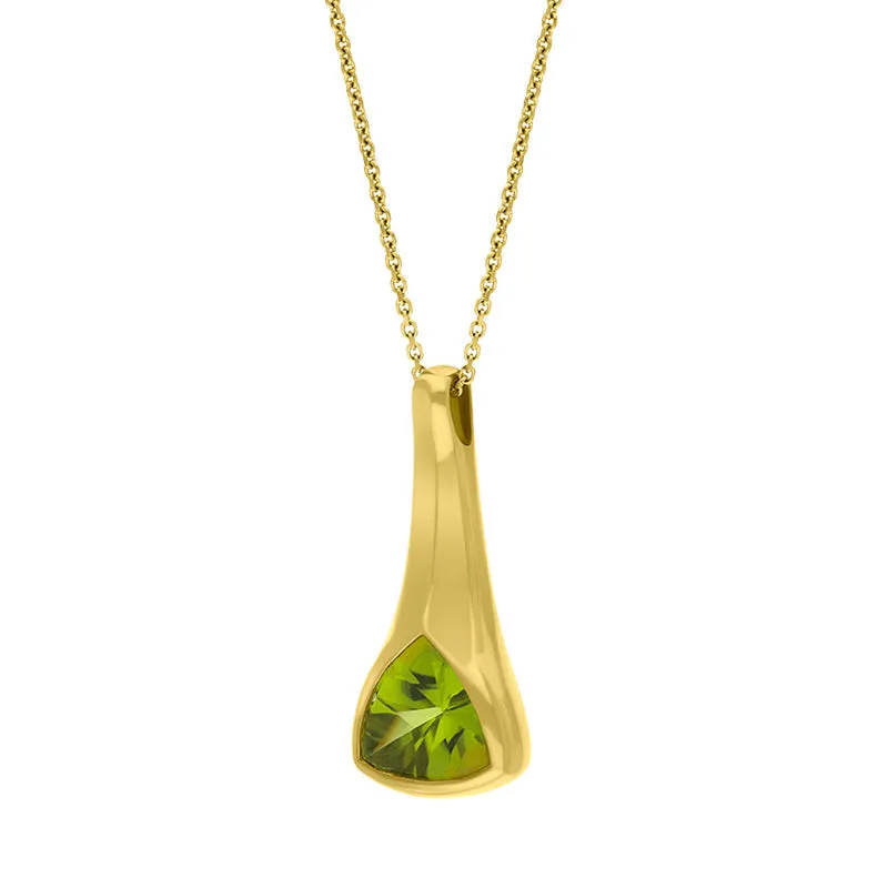 9ct yellow Gold Peridot Signum Triangle Necklace D