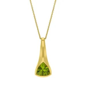 9ct yellow Gold Peridot Signum Triangle Necklace D