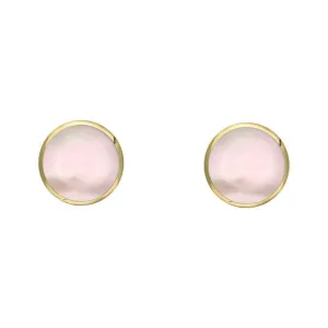 9ct Yellow Gold Pink Mother of Pearl 4mm Classic Small Round Stud Earrings