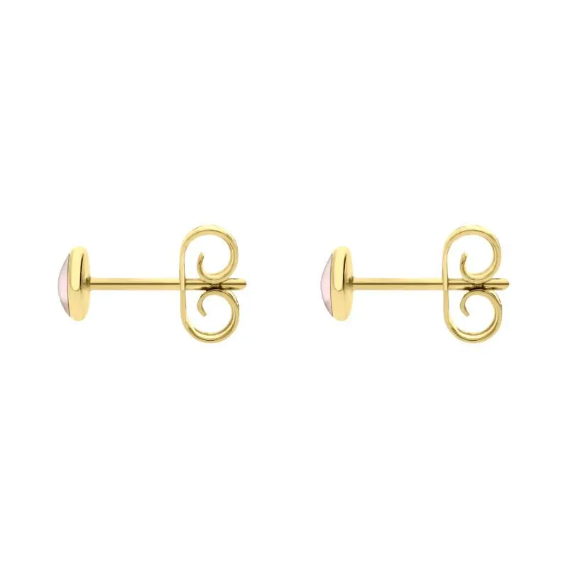 9ct Yellow Gold Pink Mother of Pearl 4mm Classic Small Round Stud Earrings