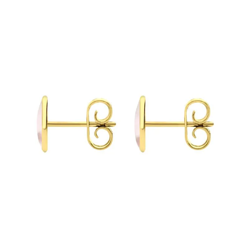9ct Yellow Gold Pink Mother of Pearl 8 x 6mm Classic Medium Oval Stud Earrings
