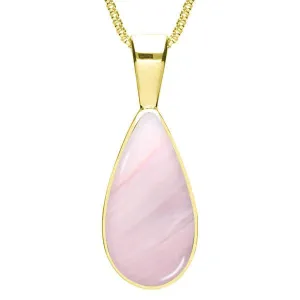 9ct Yellow Gold Pink Mother of Pearl Classic Teardrop Necklace