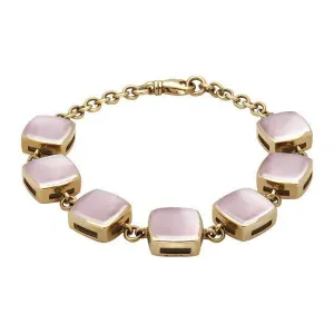 9ct Yellow Gold Pink Mother of Pearl Cushion Bracelet