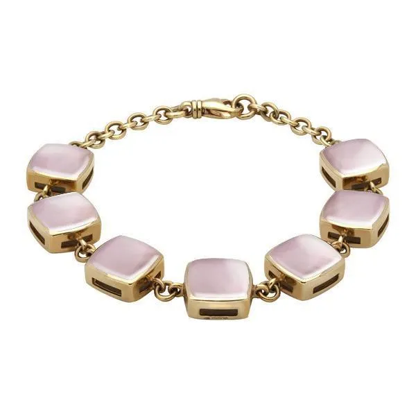 9ct Yellow Gold Pink Mother of Pearl Cushion Bracelet