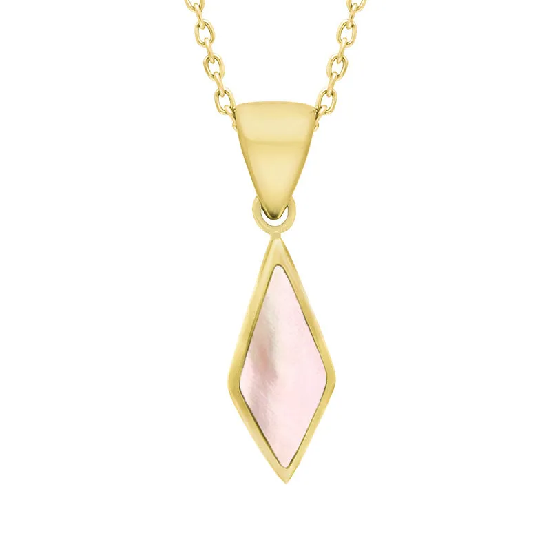 9ct Yellow Gold Pink Mother of Pearl Dinky Diamond Necklace