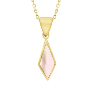 9ct Yellow Gold Pink Mother of Pearl Dinky Diamond Necklace