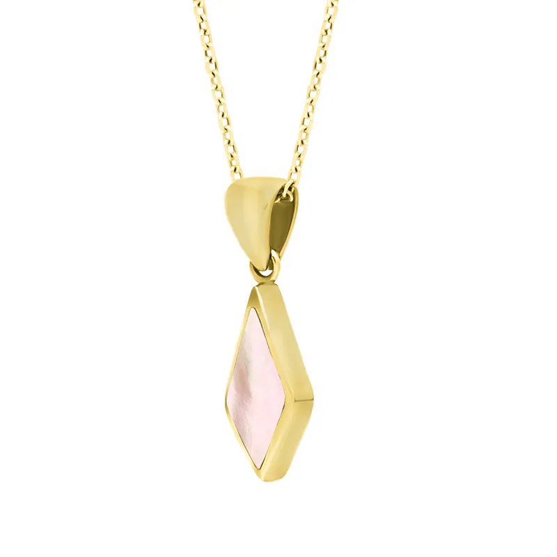 9ct Yellow Gold Pink Mother of Pearl Dinky Diamond Necklace