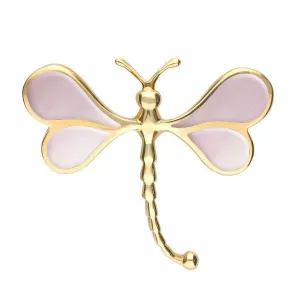 9ct Yellow Gold Pink Mother of Pearl Dragonfly Brooch