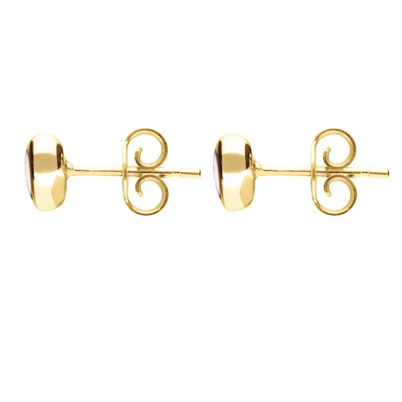 9ct Yellow Gold Pink Mother Of Pearl Framed Heart Stud Earrings