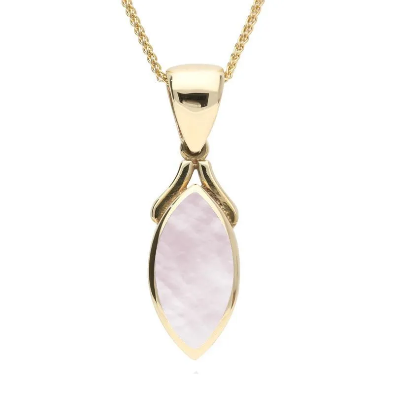 9ct Yellow Gold Pink Mother of Pearl Marquise Necklace