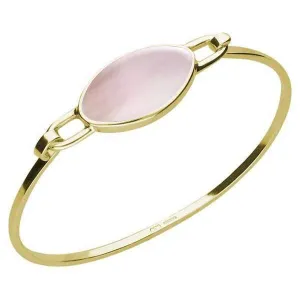 9ct Yellow Gold Pink Mother of Pearl Oval Slim Bangle