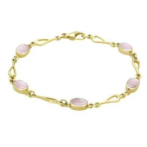 9ct Yellow Gold Pink Mother of Pearl Oval Spoon Link Bracelet
