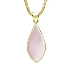 9ct Yellow Gold Pink Mother of Pearl Pointed Pear Necklace