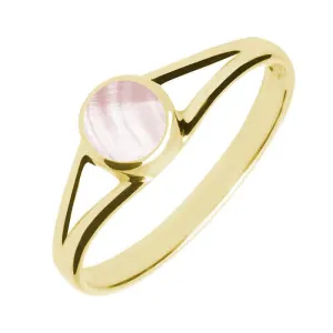 9ct Yellow Gold Pink Mother of Pearl Round Split Shoulder Ring