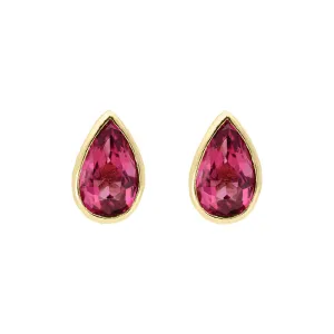 9ct Yellow Gold Pink Tourmaline Pear Stud Earrings