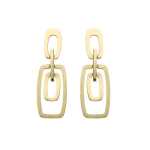 9ct Yellow Gold Rectangle Drop Earrings