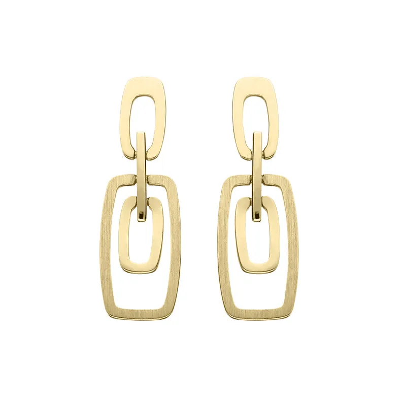 9ct Yellow Gold Rectangle Drop Earrings