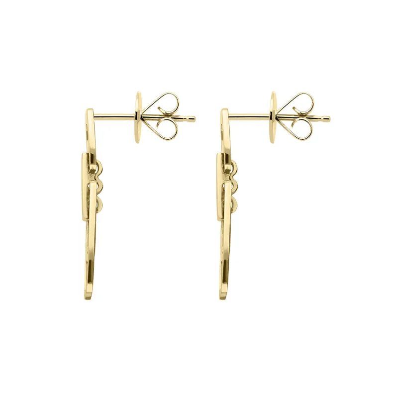 9ct Yellow Gold Rectangle Drop Earrings