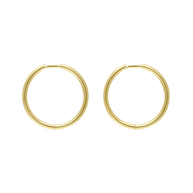 9ct Yellow Gold Round Hoop Earrings