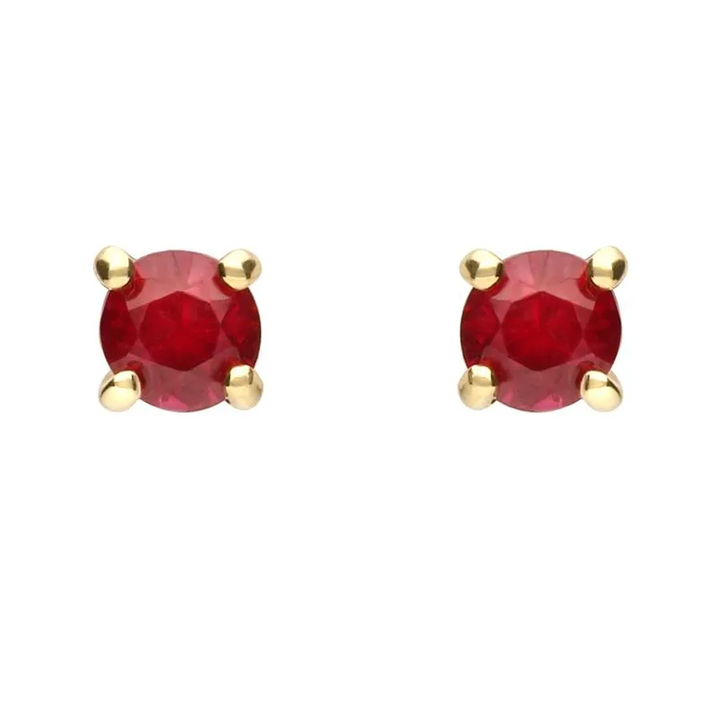 9ct Yellow Gold Ruby Brilliant Cut Stud Earrings