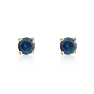 9ct Yellow Gold Sapphire 4mm Round Claw Set Stud Earrings