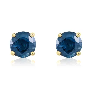9ct Yellow Gold Sapphire 5mm Round Claw Set Stud Earrings