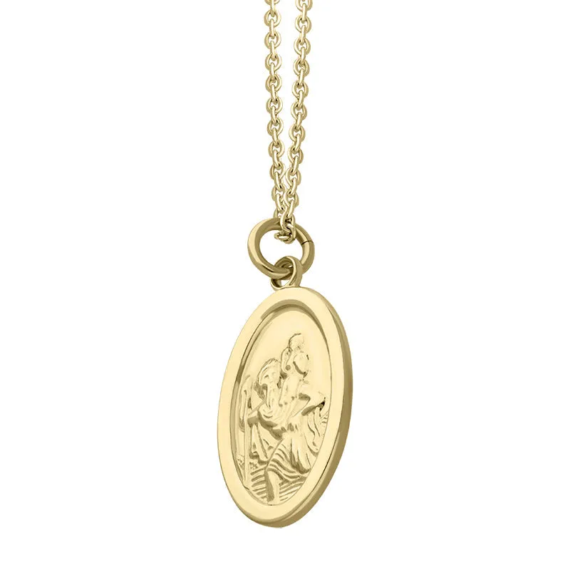 9ct Yellow Gold Small Oval Saint Christopher Necklace