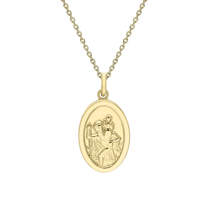 9ct Yellow Gold Small Oval Saint Christopher Necklace