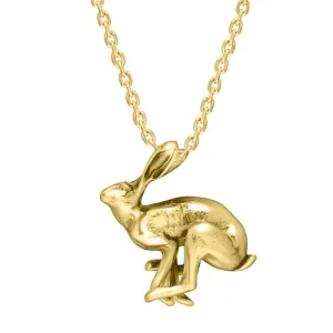 9ct Yellow Gold Small Running Hares Necklace