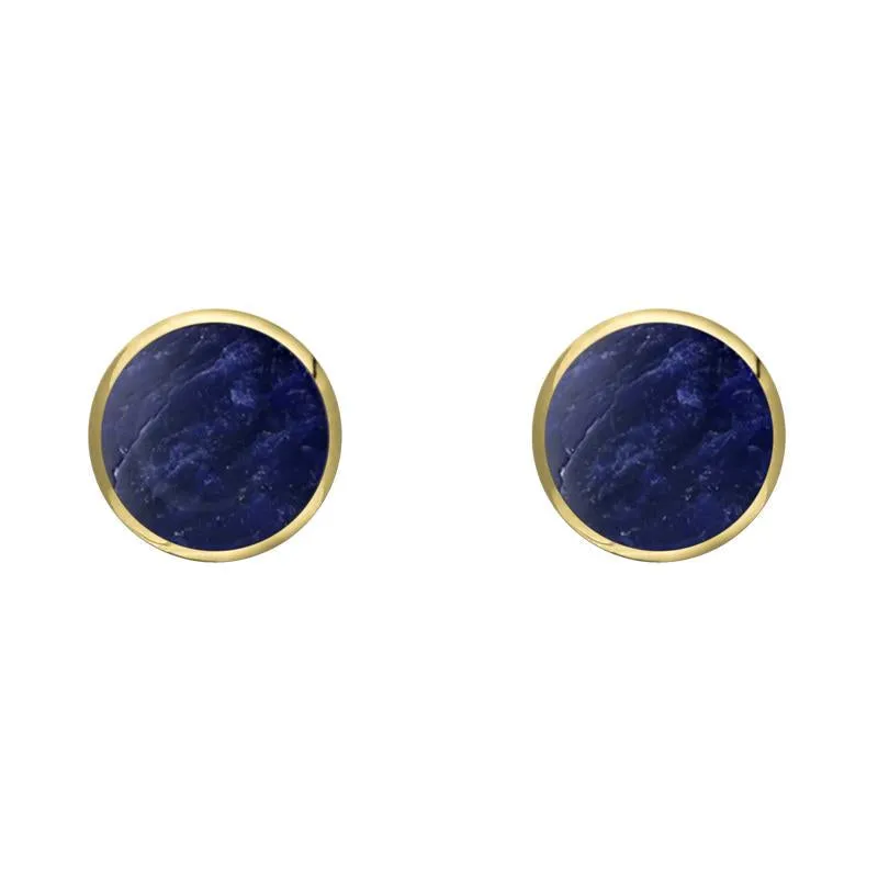 9ct Yellow Gold Sodalite 5mm Classic Small Round Stud Earrings